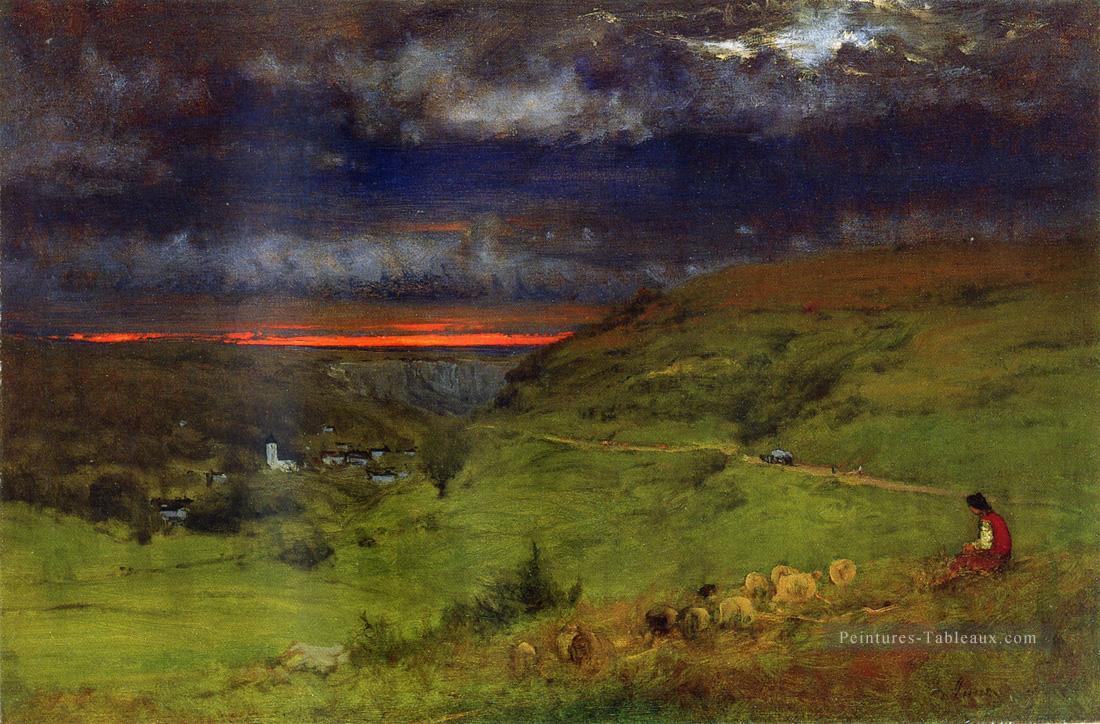 Coucher de soleil à Etretat paysage Tonalist George Inness Peintures à l'huile